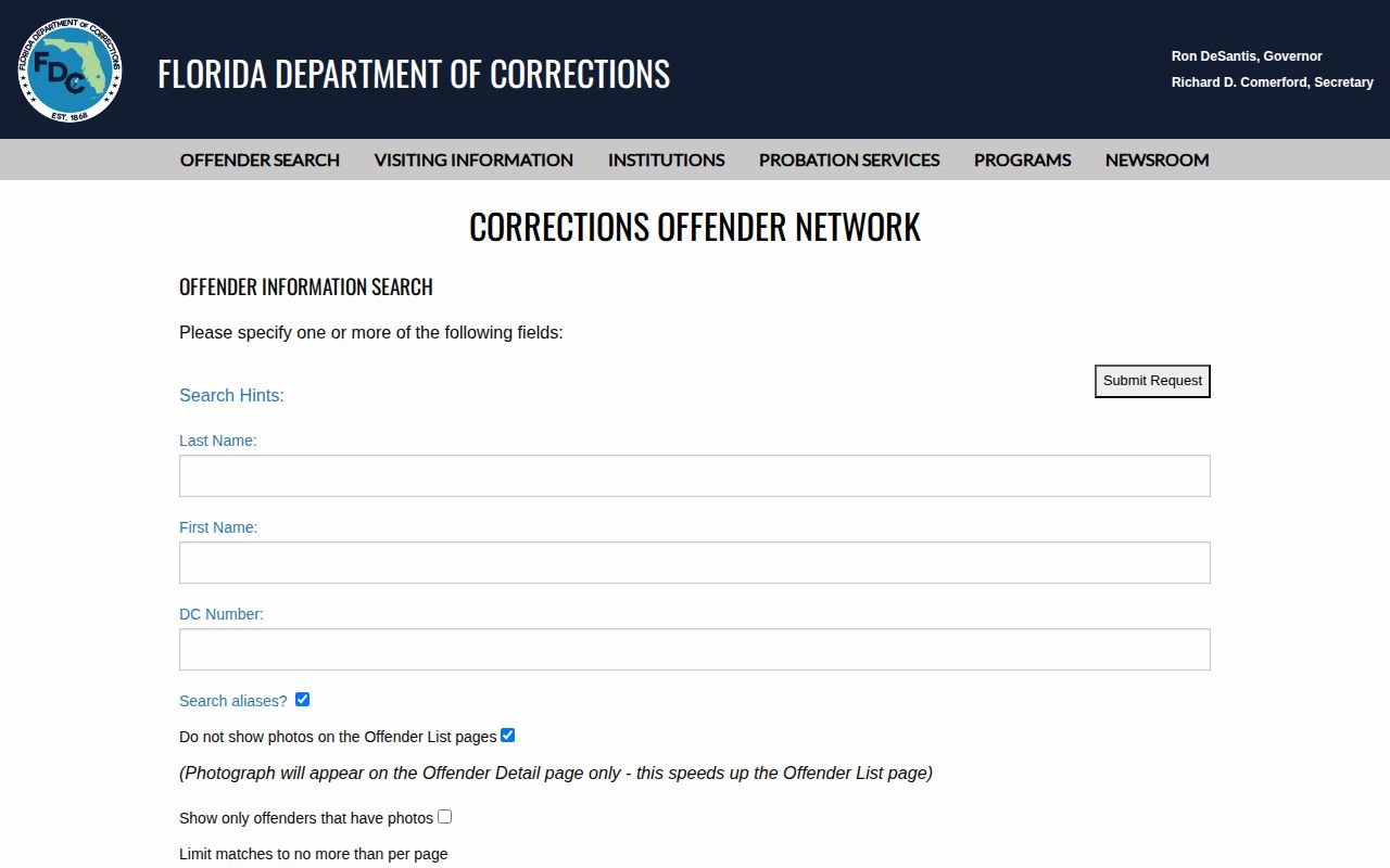 Florida corrections search for Walton County arrest cases reaching state custody